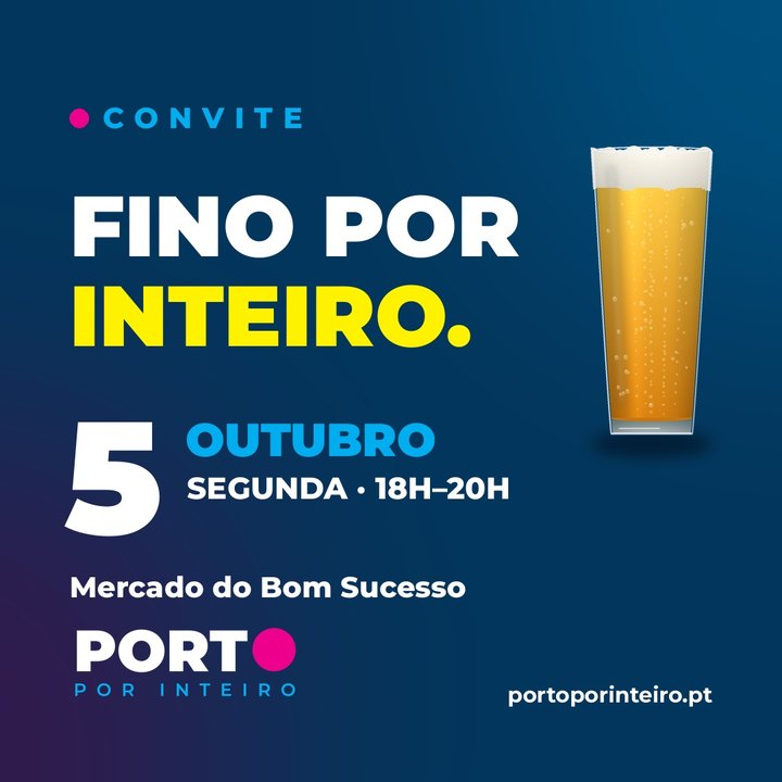 Convite Fino por Inteiro: segunda-feira, 5 de outubro, 18h às 20h, no Mercado do Bom Sucesso.
